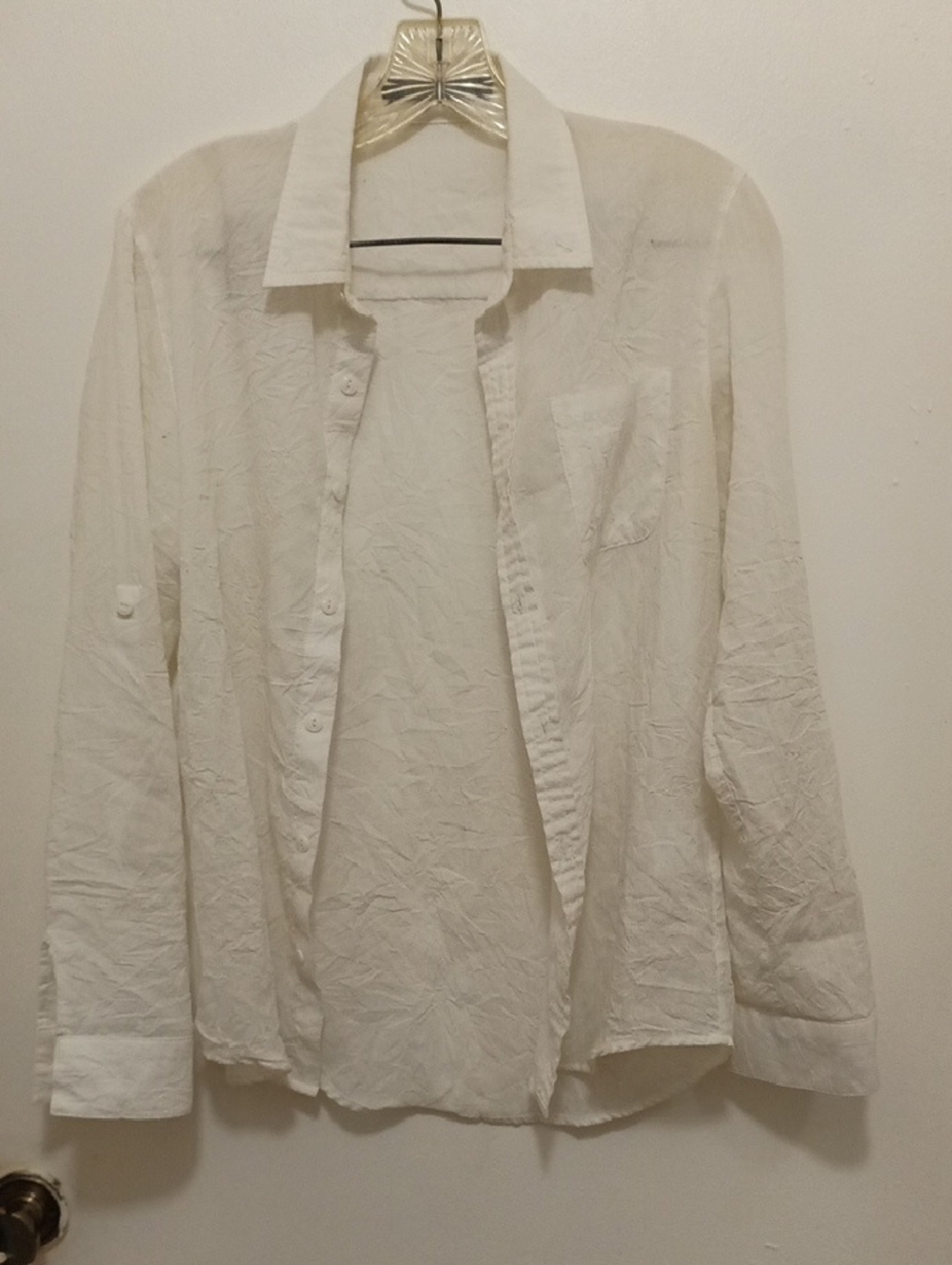 Modscom Classic White Button-Up Shirt. Good Cover Up For The Beach/Pool. SM